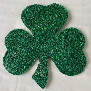 Melted Plastic Popcorn Shamrock Plaque Vintage
